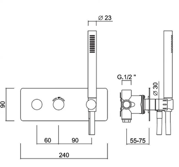EGO - F8278 - Recessed thermostatic metal shower set with hand shower by Rubinetteria Giulini - view 3